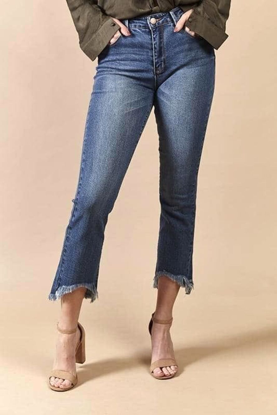black Label C’est Toi‎ Distressed Hem Straight Leg Jeans Raw Hem Capri 11 NWT